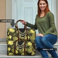 Yellow Hawaii Kukui Nut Lei Travel Bag Hawaiian Pattern Monstera Tropical Vibes - Polynesian Pride