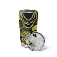 Yellow Hawaii Kukui Nut Lei Tumbler Cup Hawaiian Pattern Monstera Tropical Vibes - Polynesian Pride