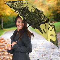 Yellow Hawaii Kukui Nut Lei Umbrella Hawaiian Pattern Monstera Tropical Vibes - Polynesian Pride