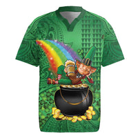 Hawaii Saint Patrick's Day Rugby Jersey Funny Leprechaun With Pot Of Gold - Polynesian Tattoo