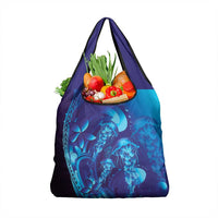 Purple Paradise Polynesia Jellyfish Grocery Bag Plumeria Polynesian Tattoo Glowing Vibes