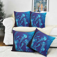 Purple Paradise Polynesia Jellyfish Pillow Cover Plumeria Polynesian Tattoo Glowing Vibes