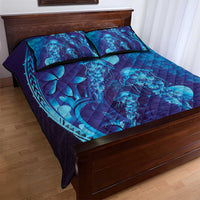 Purple Paradise Polynesia Jellyfish Quilt Bed Set Plumeria Polynesian Tattoo Glowing Vibes