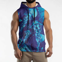 Purple Paradise Polynesia Jellyfish Sleeveless Hoodie Plumeria Polynesian Tattoo Glowing Vibes LT14 - Polynesian Pride