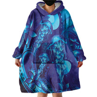 Purple Paradise Polynesia Jellyfish Wearable Blanket Hoodie Plumeria Polynesian Tattoo Glowing Vibes