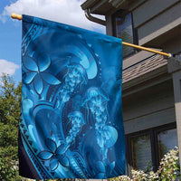 Blue Gradient Polynesia Jellyfish Garden Flag Plumeria Polynesian Tattoo Glowing Vibes