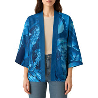 Blue Gradient Polynesia Jellyfish Kimono Plumeria Polynesian Tattoo Glowing Vibes