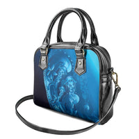 Blue Gradient Polynesia Jellyfish Shoulder Handbag Plumeria Polynesian Tattoo Glowing Vibes