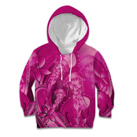 Pink Gradient Polynesia Jellyfish Kid Hoodie Plumeria Polynesian Tattoo Glowing Vibes