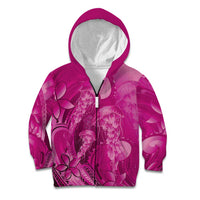 Pink Gradient Polynesia Jellyfish Kid Hoodie Plumeria Polynesian Tattoo Glowing Vibes
