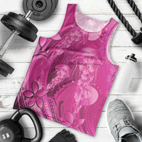 Pink Gradient Polynesia Jellyfish Men Tank Top Plumeria Polynesian Tattoo Glowing Vibes