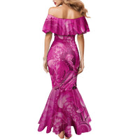 Pink Gradient Polynesia Jellyfish Mermaid Dress Plumeria Polynesian Tattoo Glowing Vibes