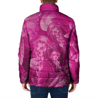 Pink Gradient Polynesia Jellyfish Padded Jacket Plumeria Polynesian Tattoo Glowing Vibes