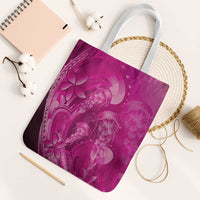 Pink Gradient Polynesia Jellyfish Tote Bag Plumeria Polynesian Tattoo Glowing Vibes