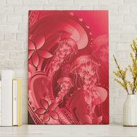 Red Gradient Polynesia Jellyfish Canvas Wall Art Plumeria Polynesian Tattoo Glowing Vibes