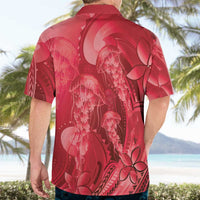 Red Gradient Polynesia Jellyfish Hawaiian Shirt Plumeria Polynesian Tattoo Glowing Vibes