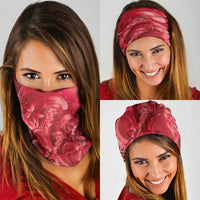 Red Gradient Polynesia Jellyfish Neck Gaiter Plumeria Polynesian Tattoo Glowing Vibes