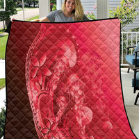 Red Gradient Polynesia Jellyfish Quilt Plumeria Polynesian Tattoo Glowing Vibes