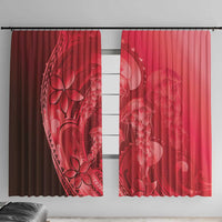 Red Gradient Polynesia Jellyfish Window Curtain Plumeria Polynesian Tattoo Glowing Vibes