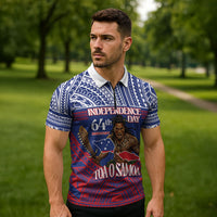Personalised Samoa Independence Day Zipper Polo Shirt 64th Anniversary Toa O Samoa