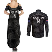 Custom New Zealand Silver Fern Football Couples Matching Summer Maxi Dress and Long Sleeve Button Shirt Summer 2024 Olympic Go Aotearoa LT14 - Polynesian Pride