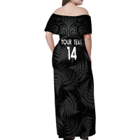 Custom New Zealand Silver Fern Football Family Matching Off Shoulder Maxi Dress and Hawaiian Shirt Summer 2024 Olympic Go Aotearoa