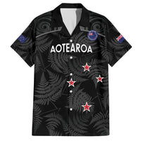 Custom New Zealand Silver Fern Football Family Matching Summer Maxi Dress and Hawaiian Shirt Summer 2024 Olympic Go Aotearoa LT14 Dad's Shirt - Short Sleeve Black - Polynesian Pride