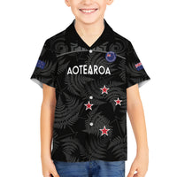 Custom New Zealand Silver Fern Football Family Matching Summer Maxi Dress and Hawaiian Shirt Summer 2024 Olympic Go Aotearoa LT14 Son's Shirt Black - Polynesian Pride