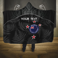 Custom New Zealand Silver Fern Football Hooded Blanket Summer 2024 Olympic Go Aotearoa LT14 One Size Black - Polynesian Pride