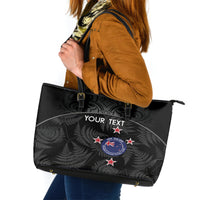 Custom New Zealand Silver Fern Football Leather Tote Bag Summer 2024 Olympic Go Aotearoa LT14 Black - Polynesian Pride