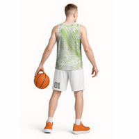 Polynesian Tiare Flower Sage Green Pastel Basketball Jersey
