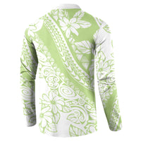 Polynesian Tiare Flower Sage Green Pastel Button Sweatshirt LT14 - Polynesian Pride