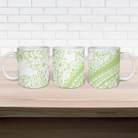 Polynesian Tiare Flower Sage Green Pastel Ceramic Mug LT14 - Polynesian Pride