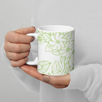 Polynesian Tiare Flower Sage Green Pastel Ceramic Mug LT14 - Polynesian Pride