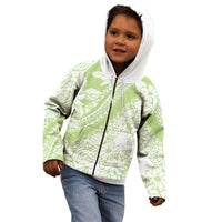 Polynesian Tiare Flower Sage Green Pastel Kid Hoodie