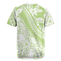Polynesian Tiare Flower Sage Green Pastel Rugby Jersey LT14 - Polynesian Pride