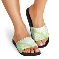 Polynesian Tiare Flower Sage Green Pastel Slide Sandals LT14 - Polynesian Pride