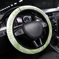 Polynesian Tiare Flower Sage Green Pastel Steering Wheel Cover