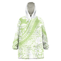 Polynesian Tiare Flower Sage Green Pastel Wearable Blanket Hoodie