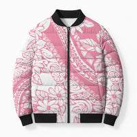 Polynesian Tiare Flower Pink Pastel Vibes Bomber Puffer Jacket LT14 Unisex Pink - Polynesian Pride