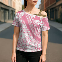 Polynesian Tiare Flower Pink Pastel Vibes Cross Shoulder Shirt