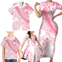 Polynesian Tiare Flower Pink Pastel Vibes Family Matching Short Sleeve Bodycon Dress and Hawaiian Shirt LT14 - Polynesian Pride