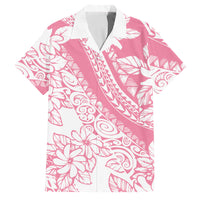 Polynesian Tiare Flower Pink Pastel Vibes Family Matching Short Sleeve Bodycon Dress and Hawaiian Shirt LT14 Dad's Shirt - Short Sleeve Pink - Polynesian Pride