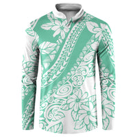 Polynesian Tiare Flower Cyan Pastel Vibes Button Sweatshirt LT14 Cyan - Polynesian Pride