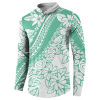 Polynesian Tiare Flower Cyan Pastel Vibes Button Sweatshirt LT14 - Polynesian Pride