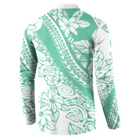 Polynesian Tiare Flower Cyan Pastel Vibes Button Sweatshirt LT14 - Polynesian Pride