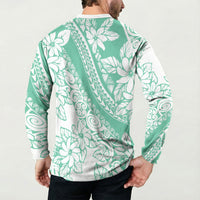 Polynesian Tiare Flower Cyan Pastel Vibes Button Sweatshirt LT14 - Polynesian Pride