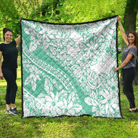 Polynesian Tiare Flower Cyan Pastel Vibes Quilt