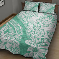 Polynesian Tiare Flower Cyan Pastel Vibes Quilt Bed Set
