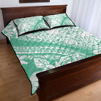 Polynesian Tiare Flower Cyan Pastel Vibes Quilt Bed Set